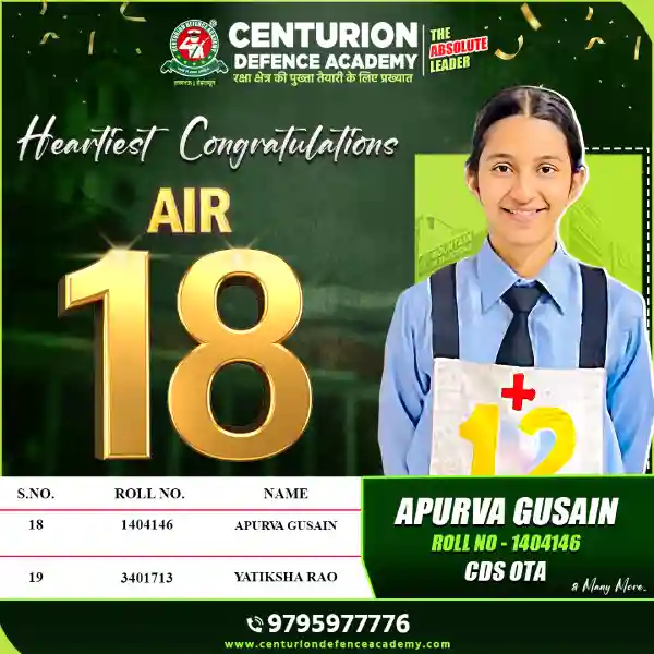 Centurion Defence Academy CDS OTA Apurava Gusain